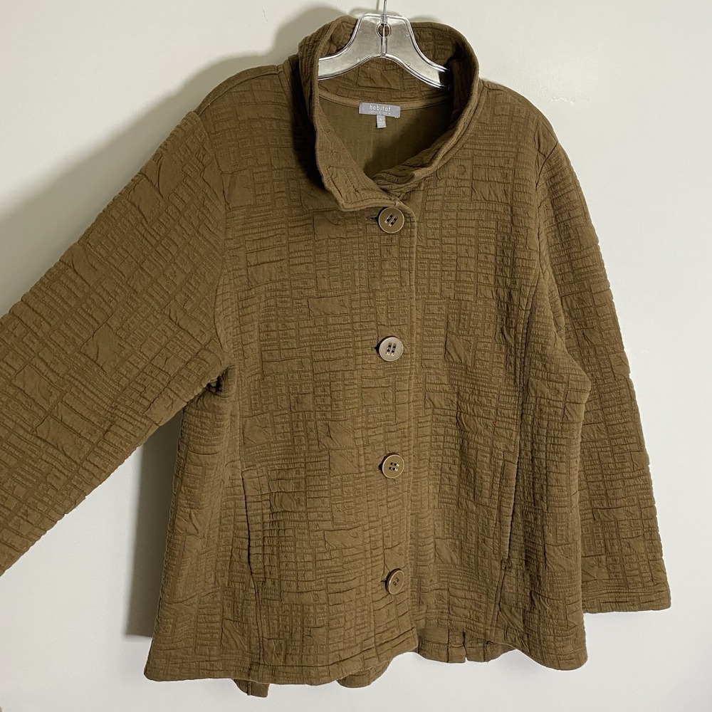 Habitat Jacket Womens XL Brown Cotton Textured Classy Boxy Modern Minimalist - Picture 4 of 13